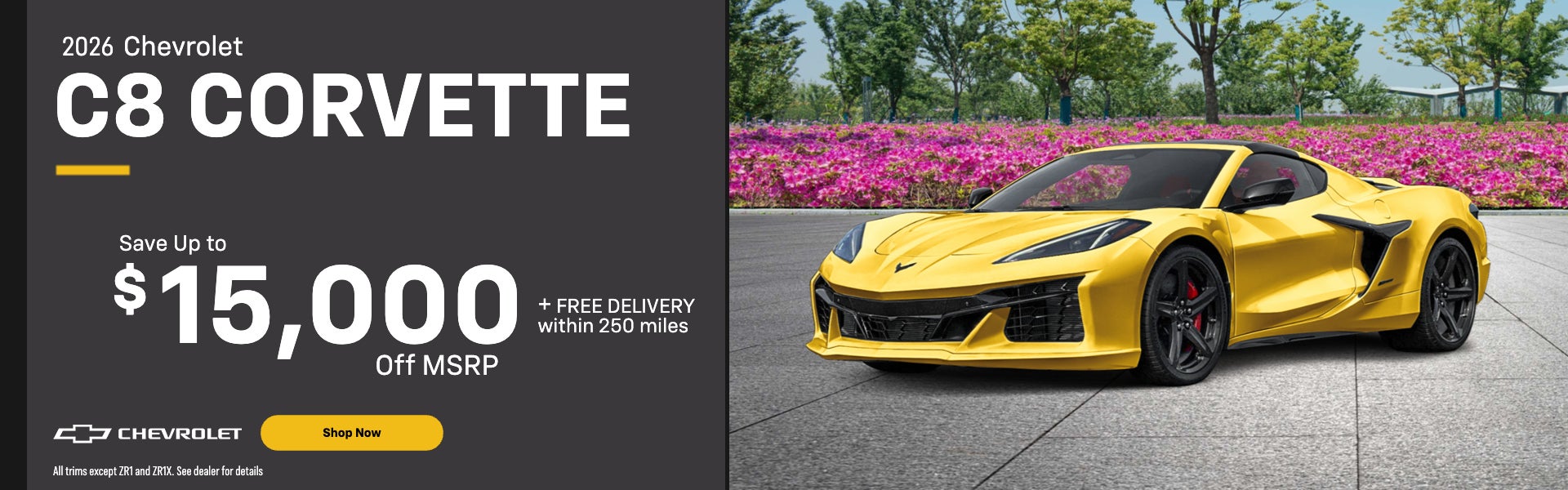 Save up to $15,000 off MSRP on 2026 C8 Corvette