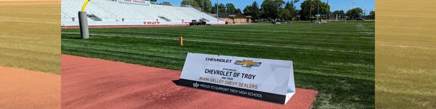 Chevrolet of Troy sign at community event Chevrolet of Troy in Troy OH